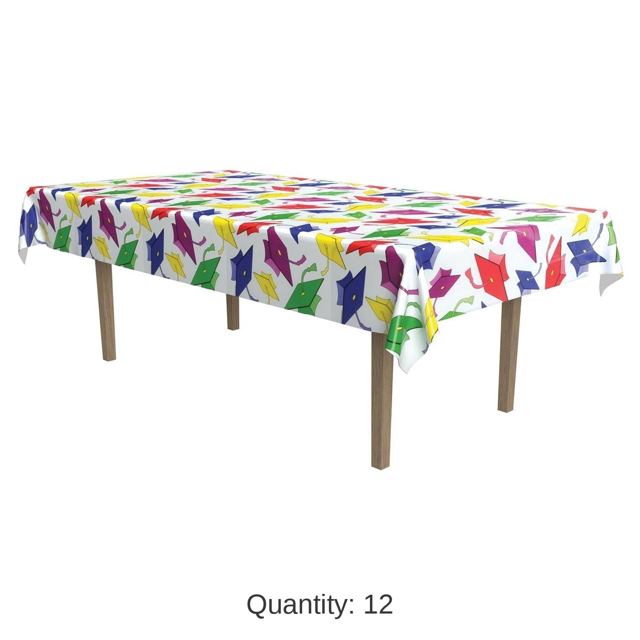 12 Pack Bulk Graduation Party Tablecover- Multicolor