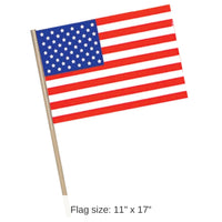 144 Pack Bulk American Flag - Plastic - with 22 wooden stick