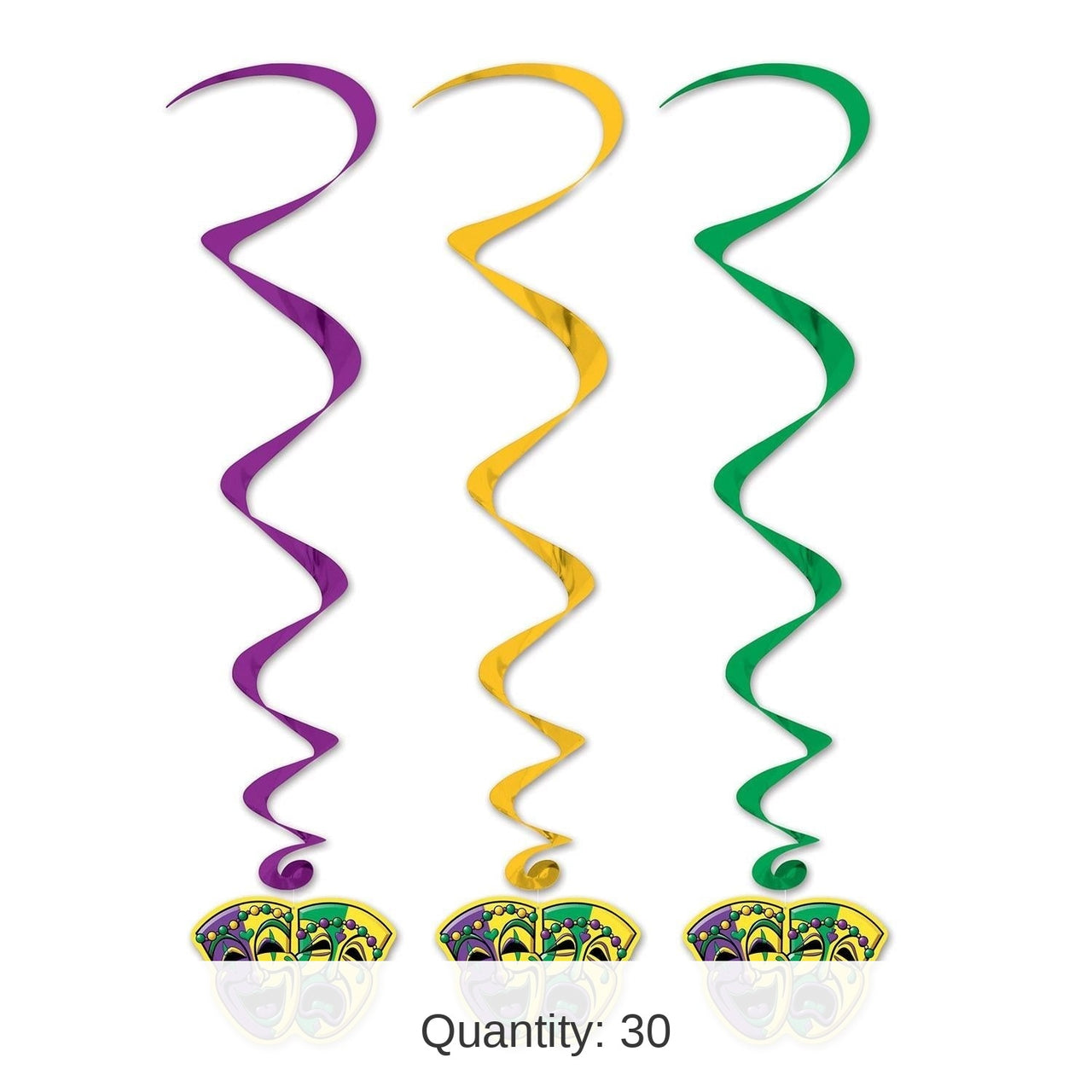 30 Piece Bulk 3 ft. Mardi Gras Whirls