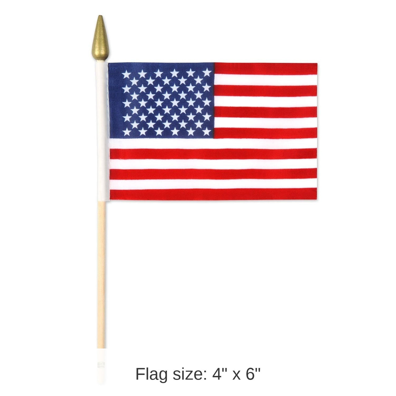 12 Pack Bulk American Flag - Fabric - with 10.5 spear-tipped wooden stick