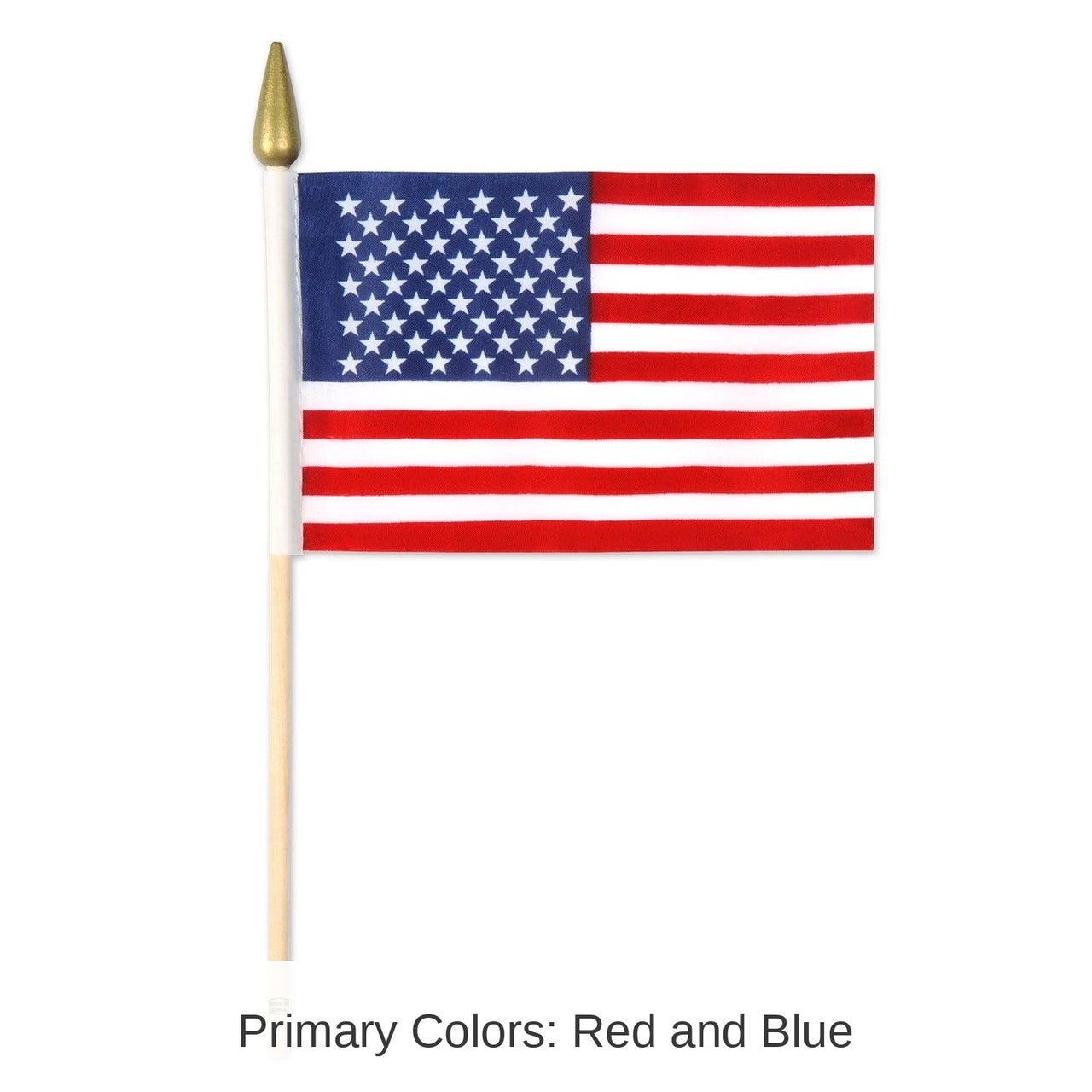 12 Pack Bulk American Flag - Fabric - with 10.5 spear-tipped wooden stick