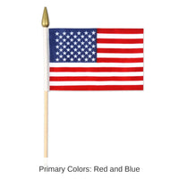 12 Pack Bulk American Flag - Fabric - with 10.5 spear-tipped wooden stick