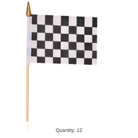 12 Pack Bulk 4 inch x 6 inch Checkered Party Flag - Fabric