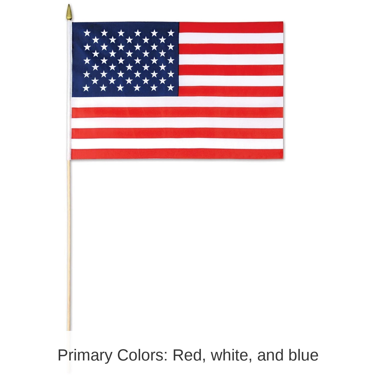 12 Pack Bulk American Flag - Fabric - with 30 spear-tipped wooden stick