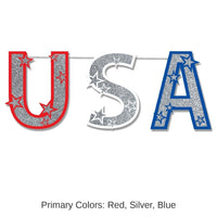 12 Pack Bulk Glittered USA Party Streamer
