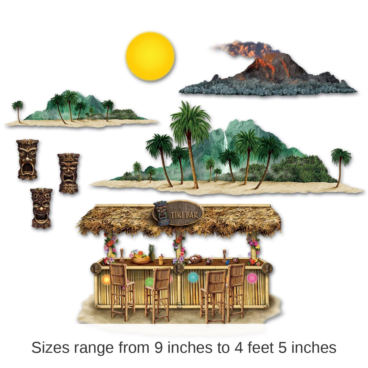 96 Piece Bulk Luau Party Tiki Bar/Island Props