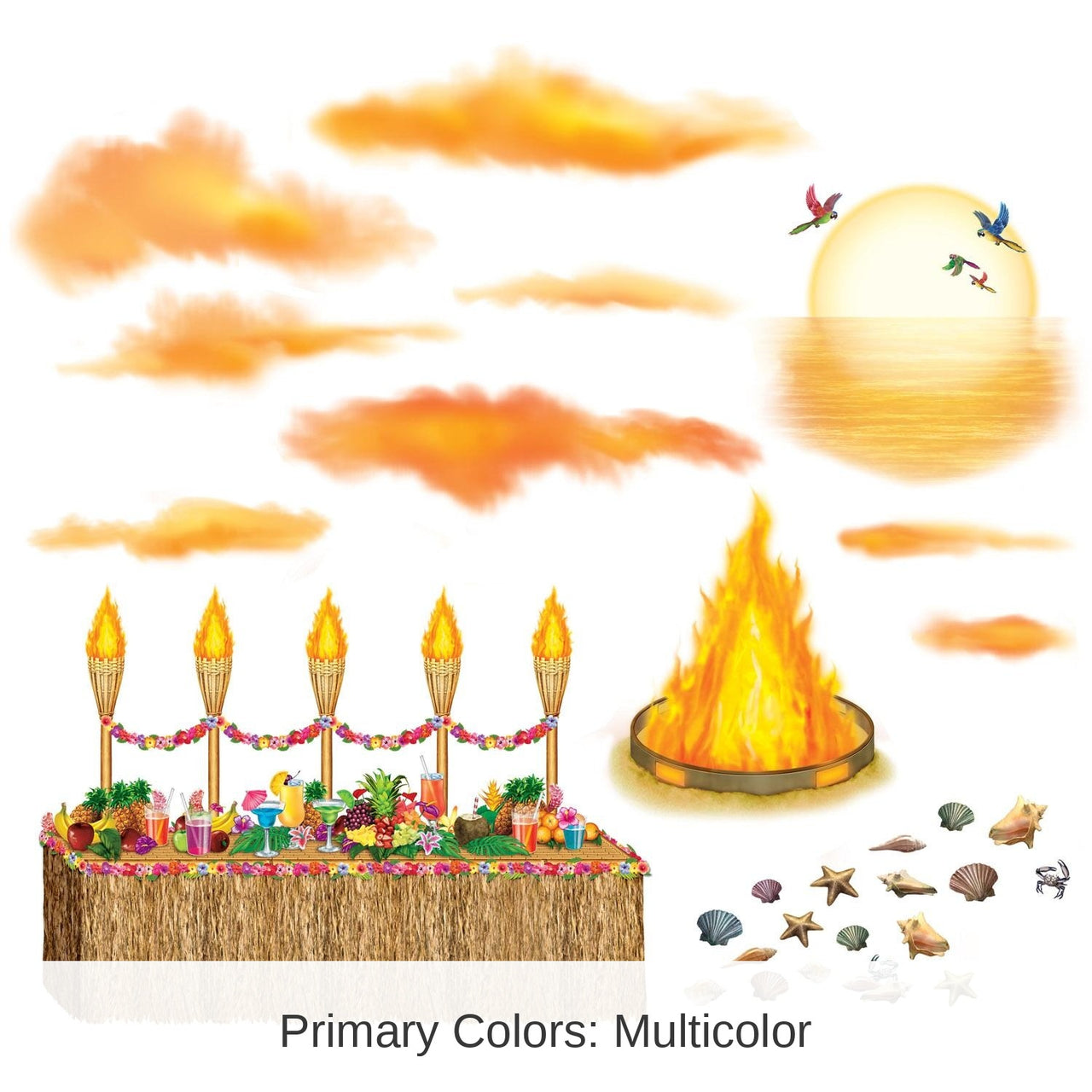 348 Piece Bulk Luau Sunset Props