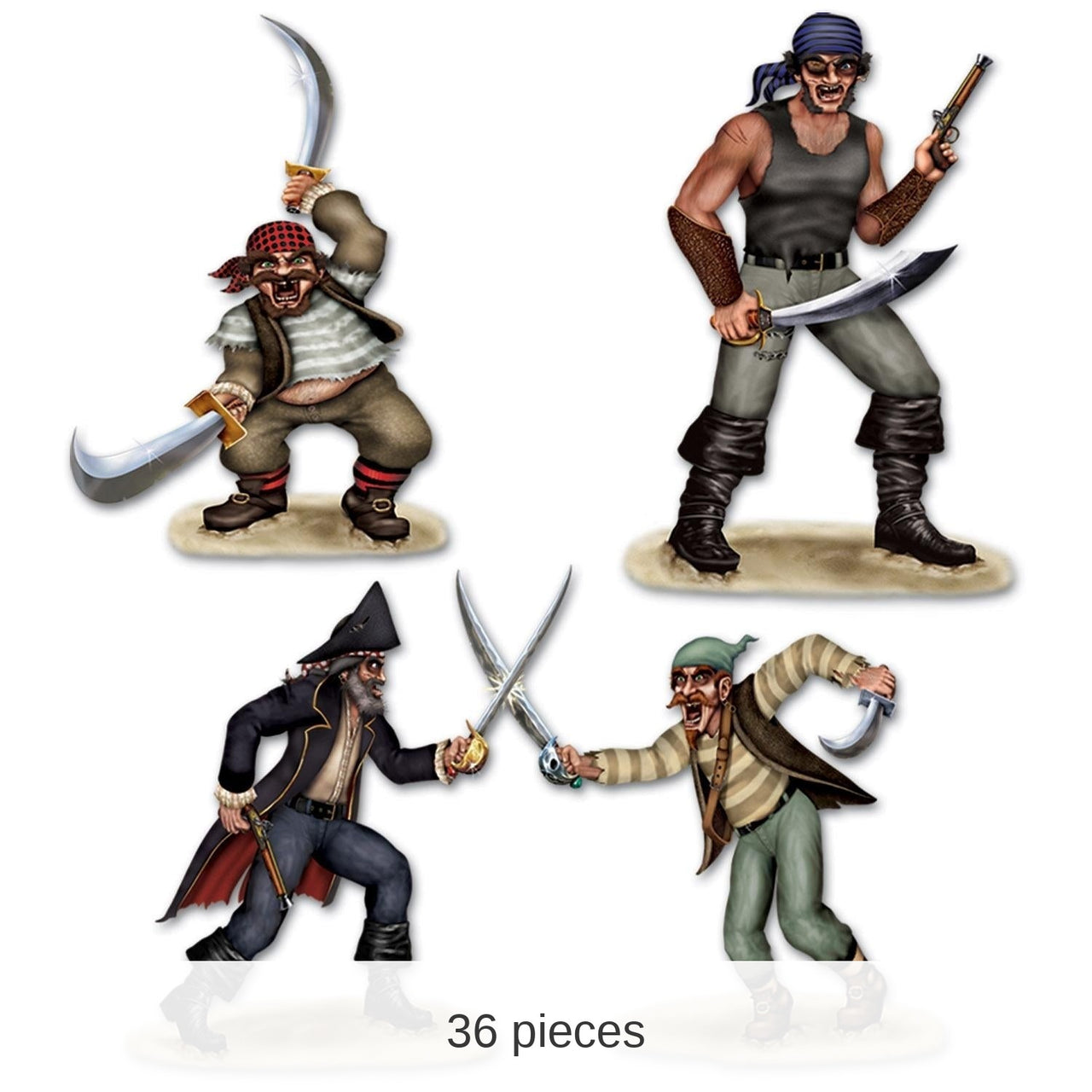 36 Piece Bulk Dueling Pirate/Bandit Party Props