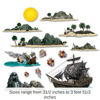 168 Piece Bulk Pirate Party Ship/Island Props