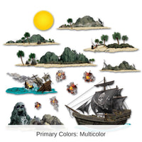 168 Piece Bulk Pirate Party Ship/Island Props