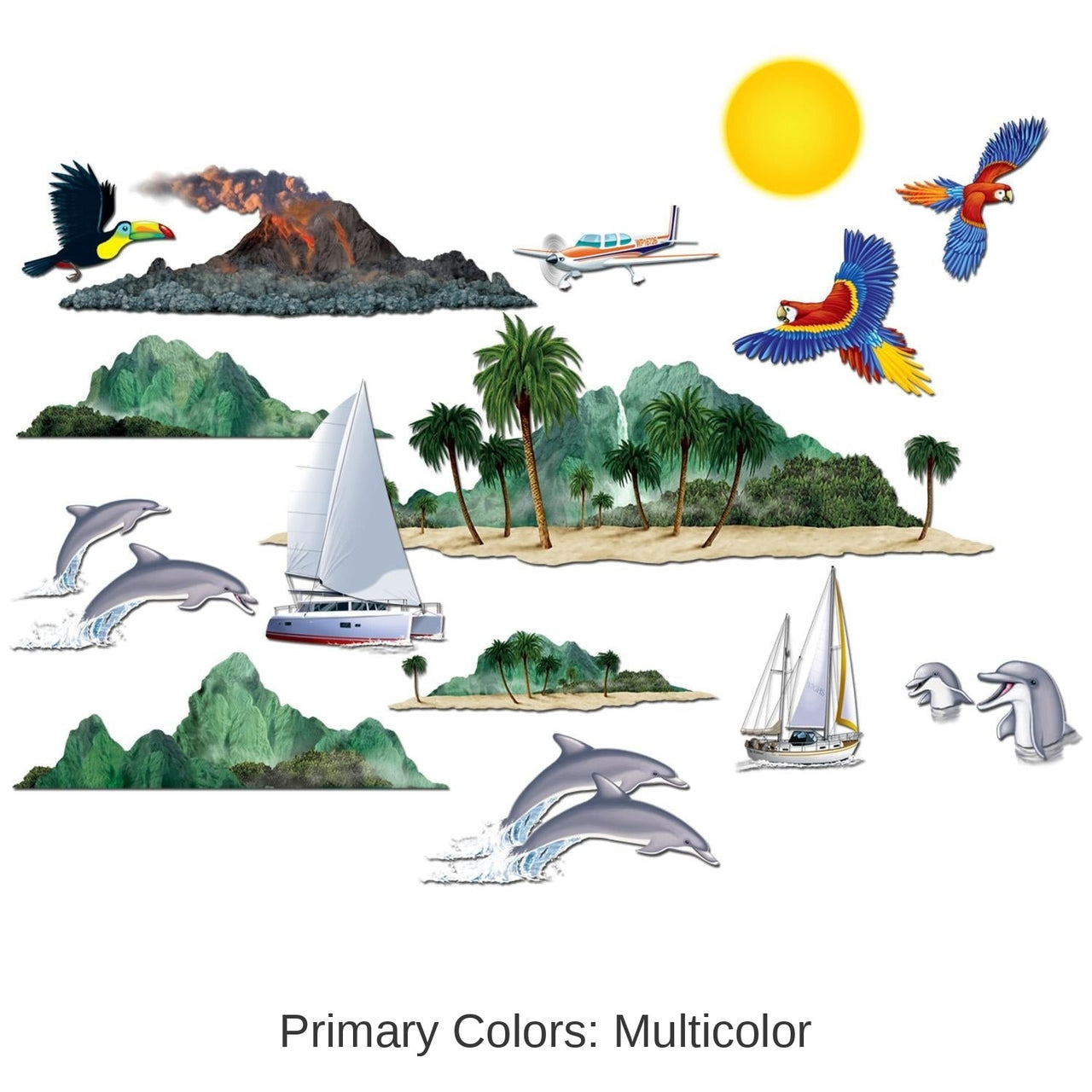 180 Piece Bulk Tropical Cruise Party Props
