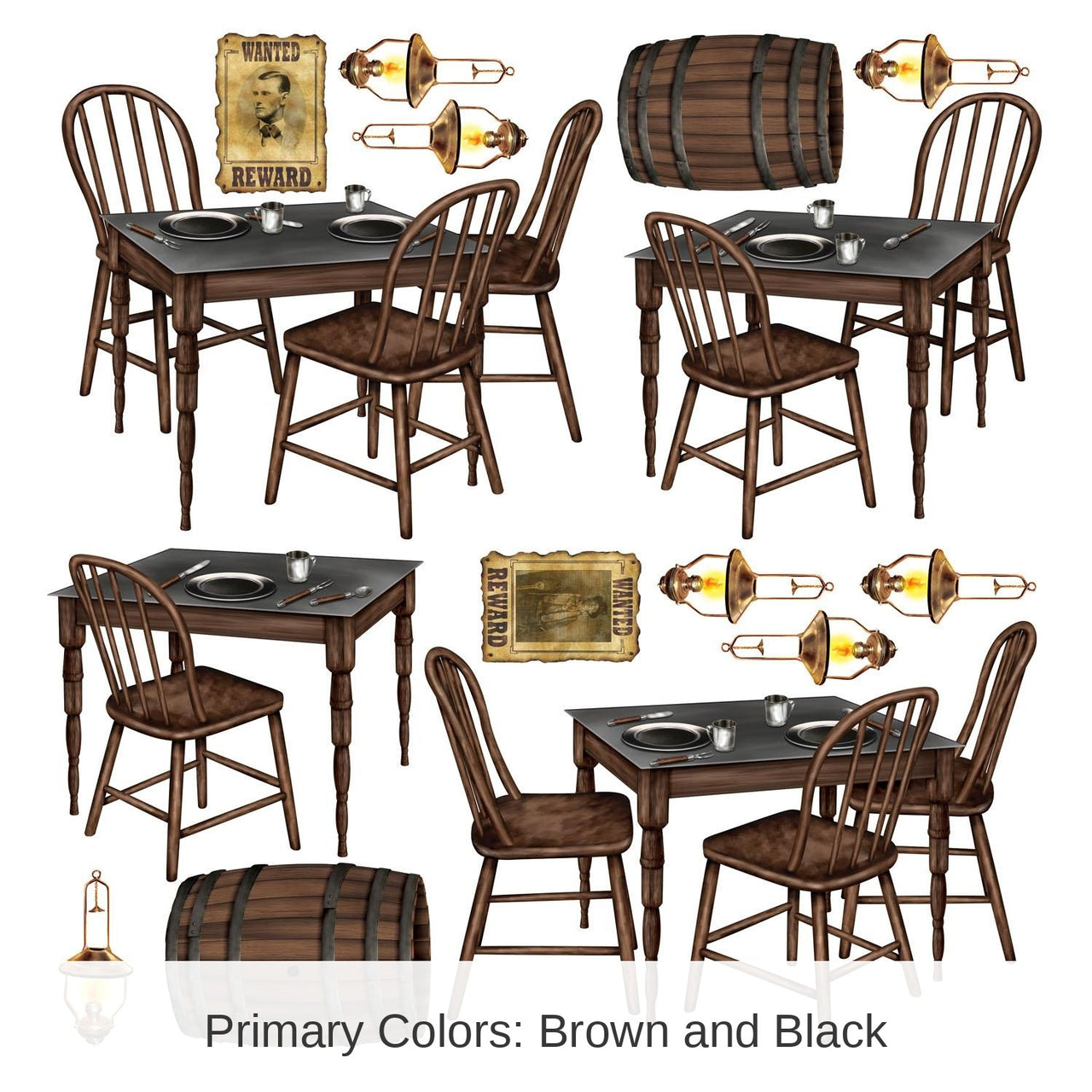 180 Piece Bulk Saloon Table Party Props