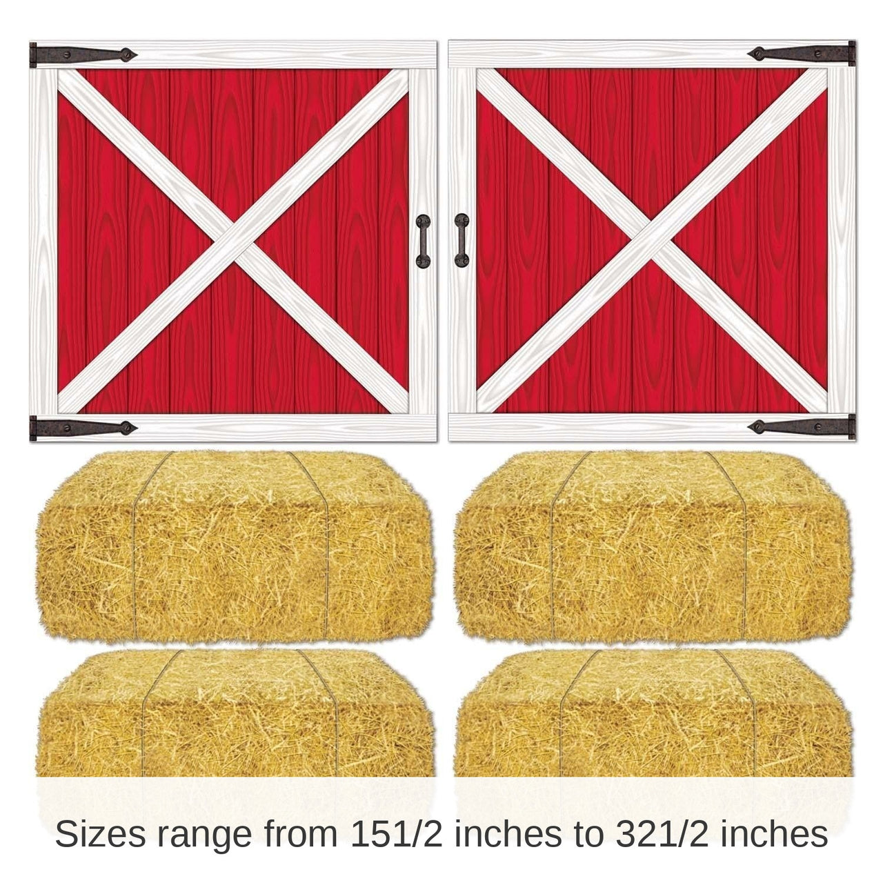 72 Piece Bulk Barn Loft Door/Hay Bale Printed Party Props