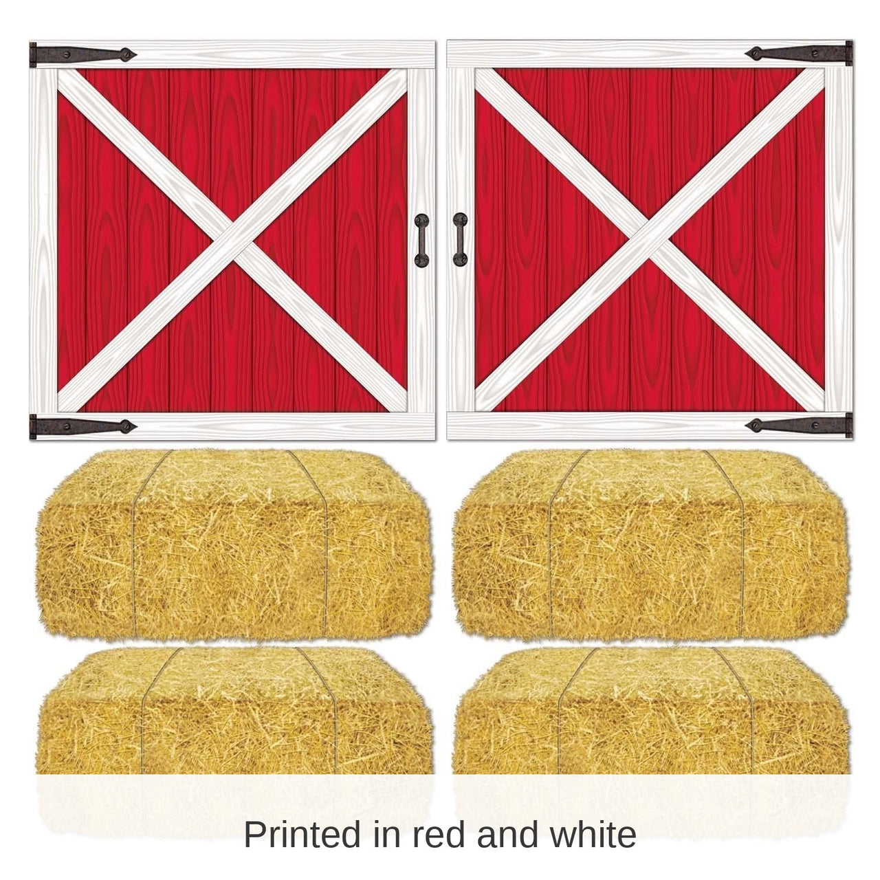 72 Piece Bulk Barn Loft Door/Hay Bale Printed Party Props