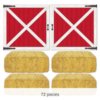 72 Piece Bulk Barn Loft Door/Hay Bale Printed Party Props