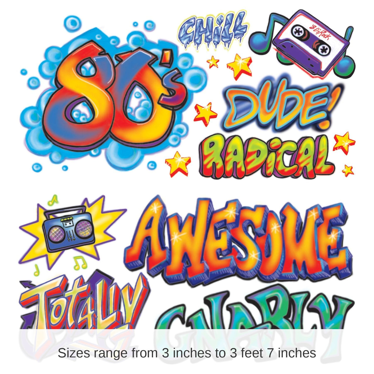180 Piece Bulk 80's Graffiti Party Props