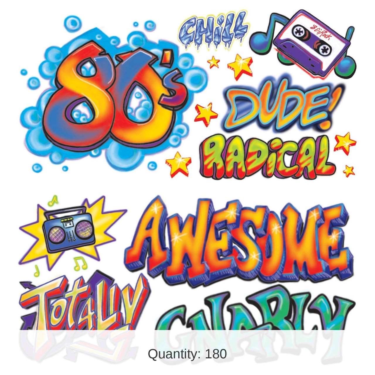 180 Piece Bulk 80's Graffiti Party Props