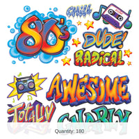 180 Piece Bulk 80's Graffiti Party Props