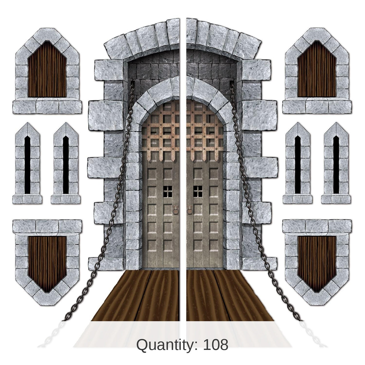 108 Piece Bulk Castle Door/Window Party Props
