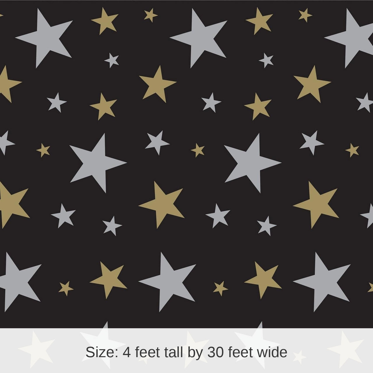 6 Pack Bulk Star Party Backdrop- Black, Gold, and Silver