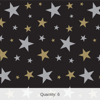 6 Pack Bulk Star Party Backdrop- Black, Gold, and Silver