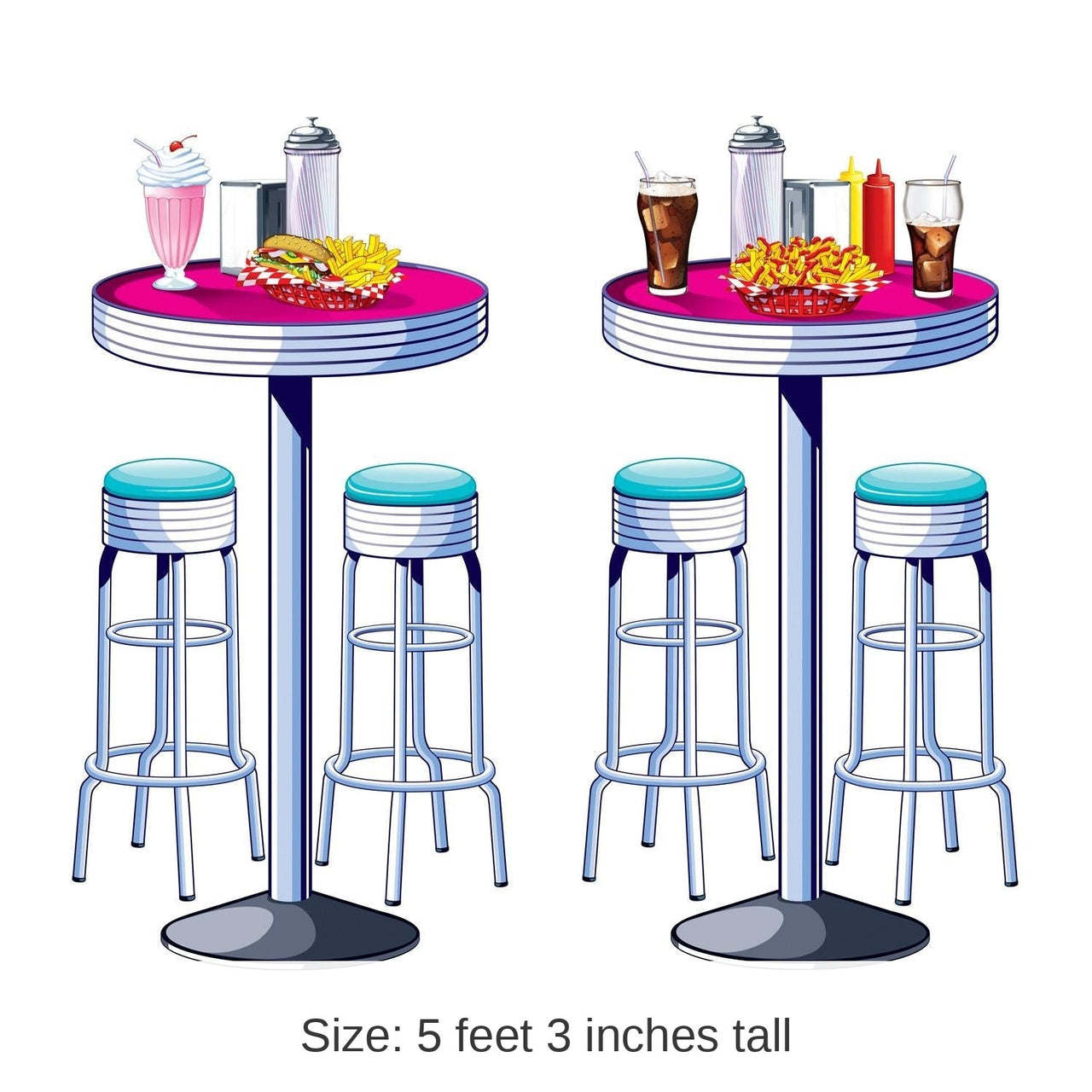 24 Pack Bulk Soda Shop Tables/Stools Party Props