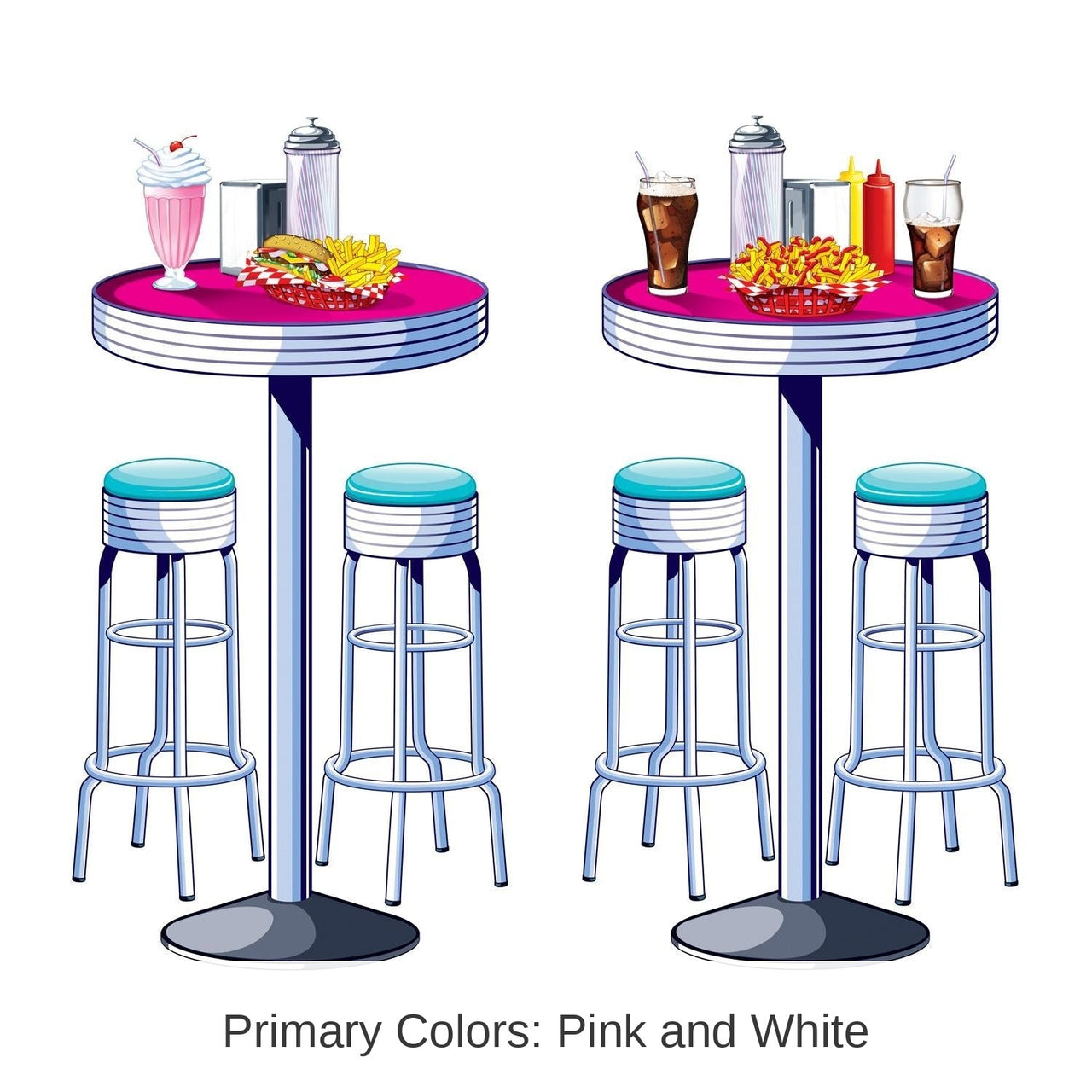 24 Pack Bulk Soda Shop Tables/Stools Party Props