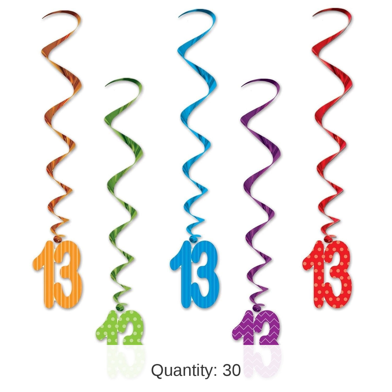 30 Piece Bulk 13th Birthday Party Whirls