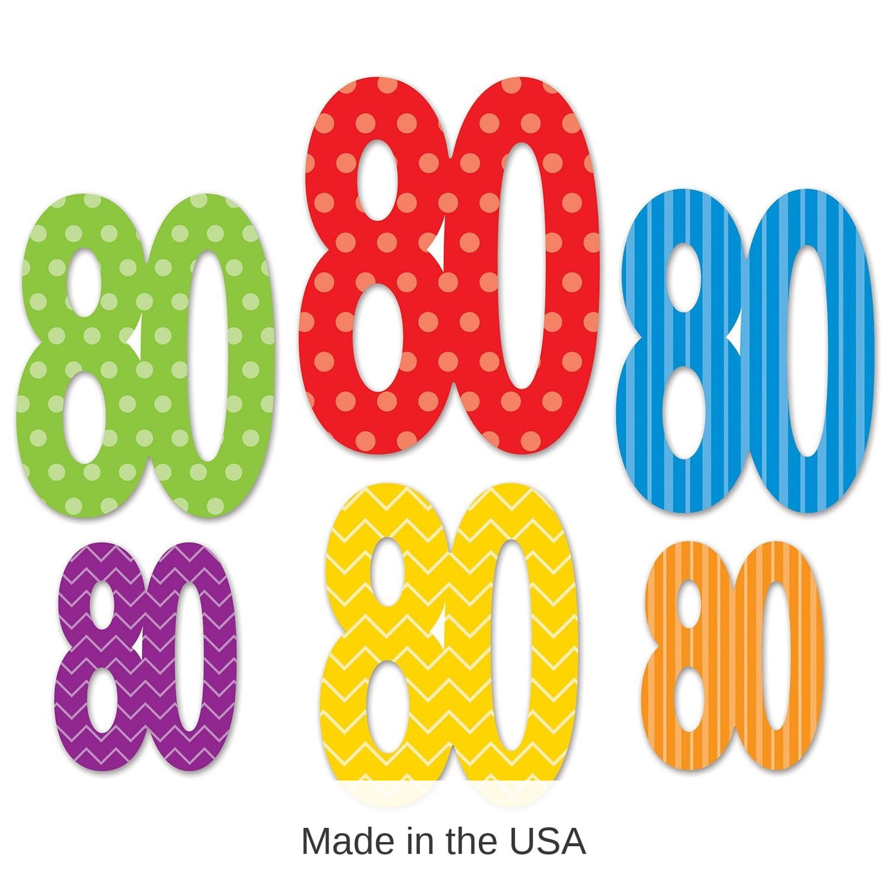 72 Pack Bulk 80th Birthday Party Cutouts