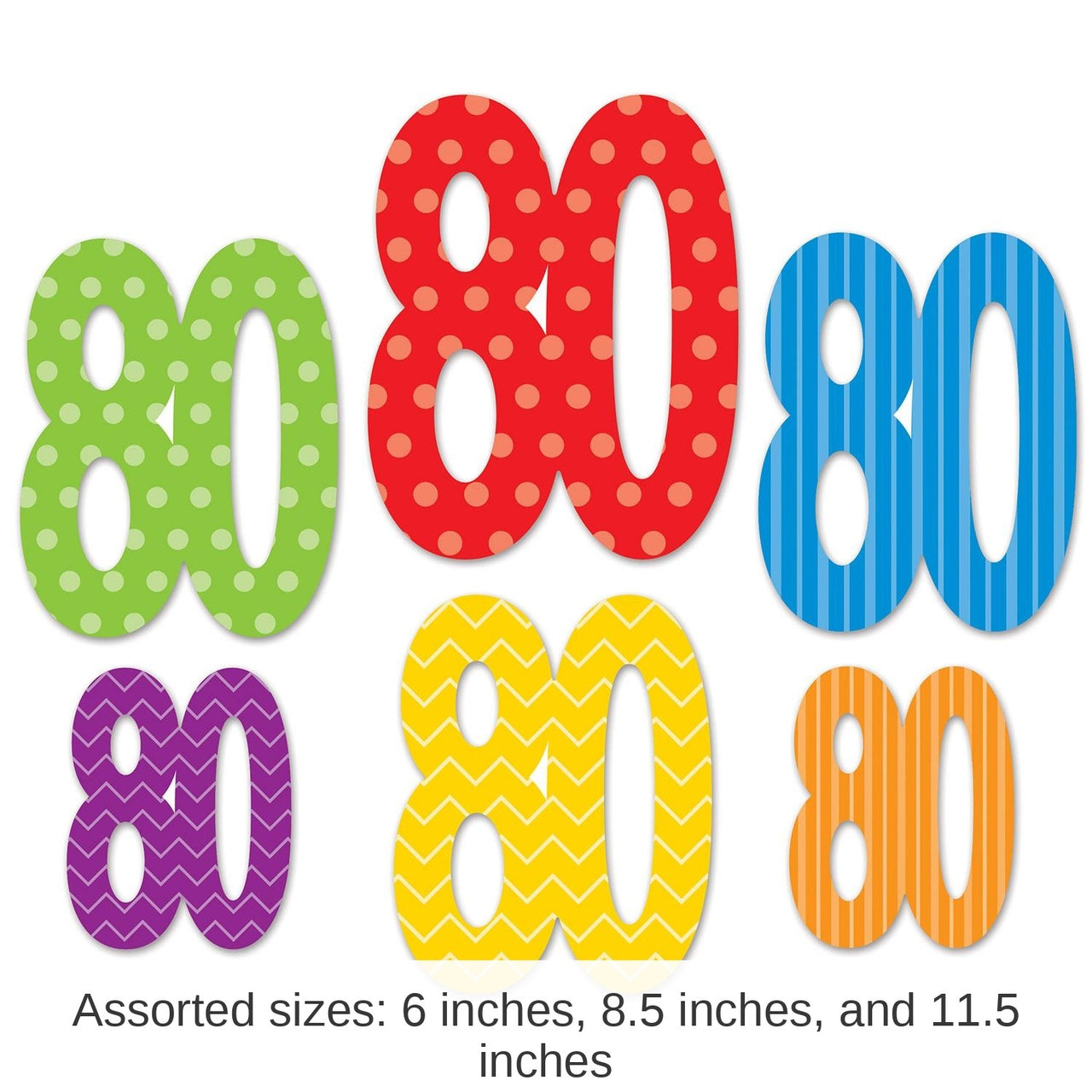 72 Pack Bulk 80th Birthday Party Cutouts
