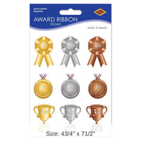 12 Packs Bulk Award Ribbon Party Stickers 4/Pack