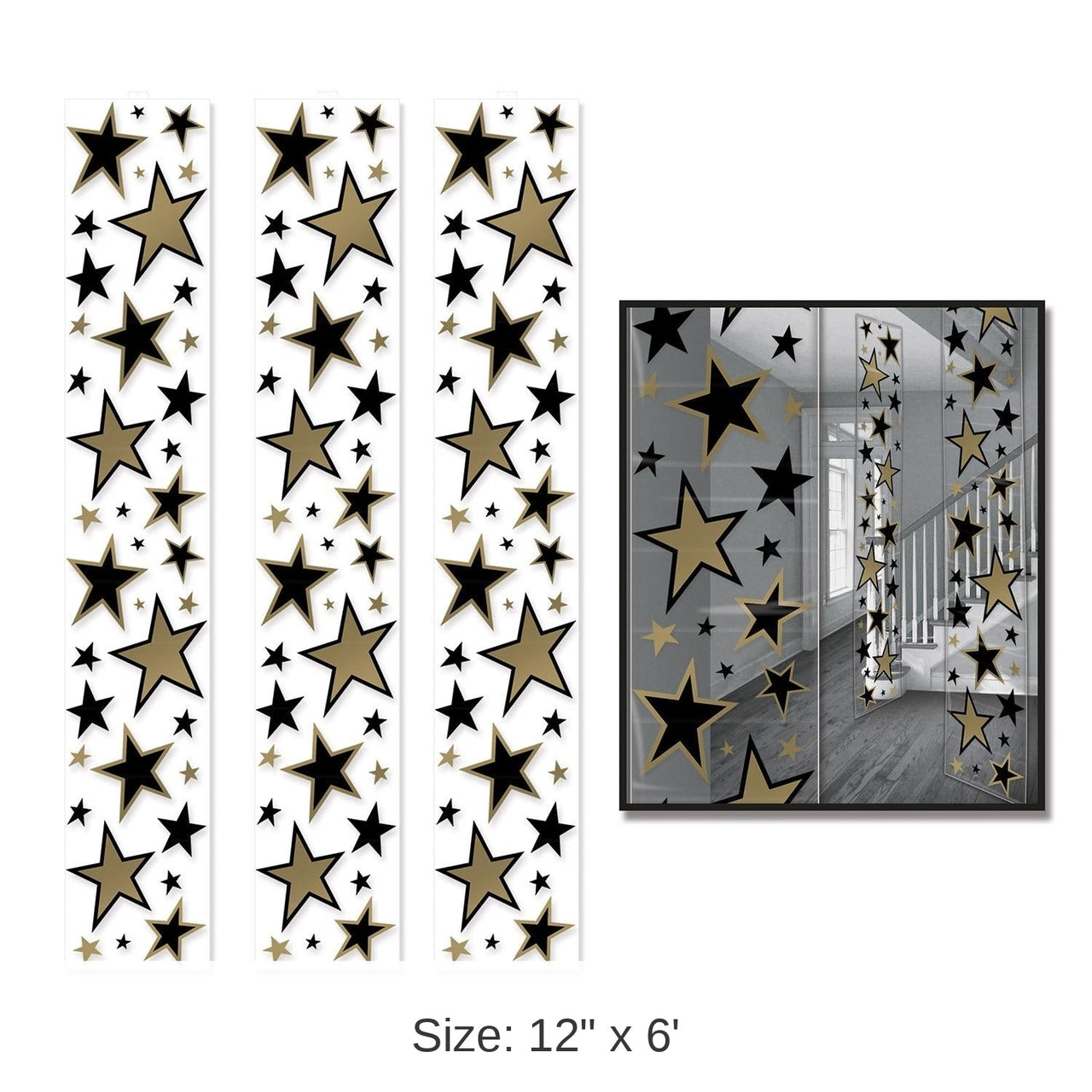 36 Pack Bulk Star Party Panels Black and Gold