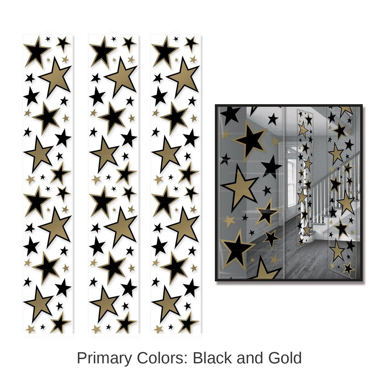 36 Pack Bulk Star Party Panels Black and Gold