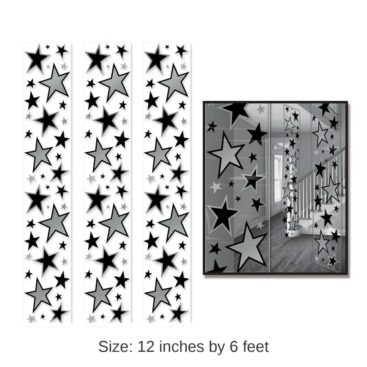 36 Pack Bulk Star Party Panels Black and Silver