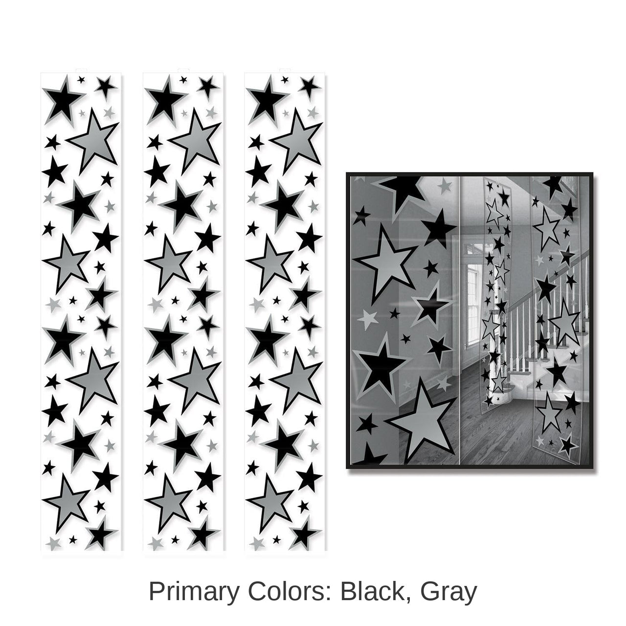 36 Pack Bulk Star Party Panels Black and Silver