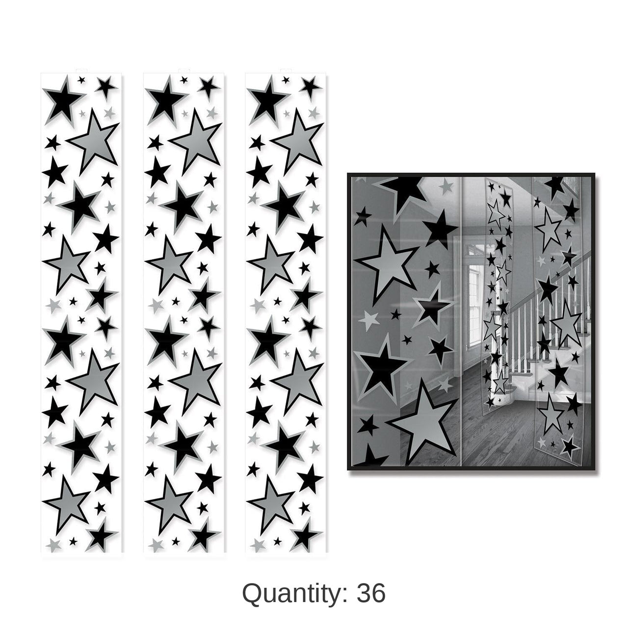 36 Pack Bulk Star Party Panels Black and Silver