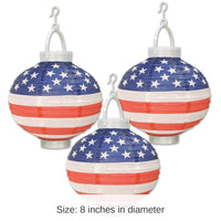 18 Pack Bulk Light-Up Patriotic Party Paper Lanterns