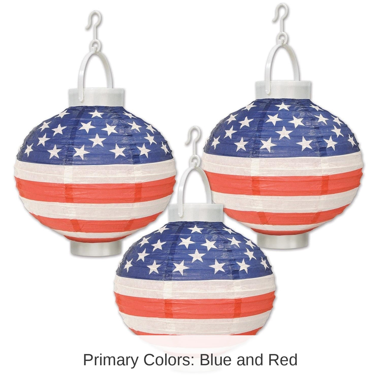 18 Pack Bulk Light-Up Patriotic Party Paper Lanterns