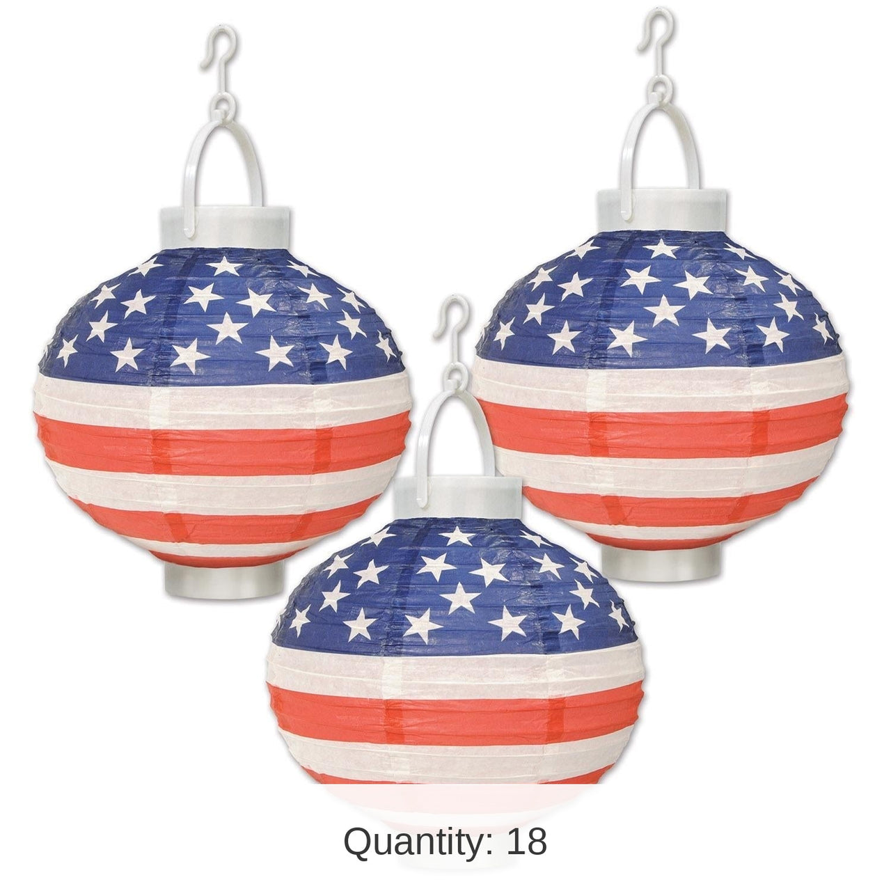 18 Pack Bulk Light-Up Patriotic Party Paper Lanterns