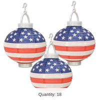 18 Pack Bulk Light-Up Patriotic Party Paper Lanterns