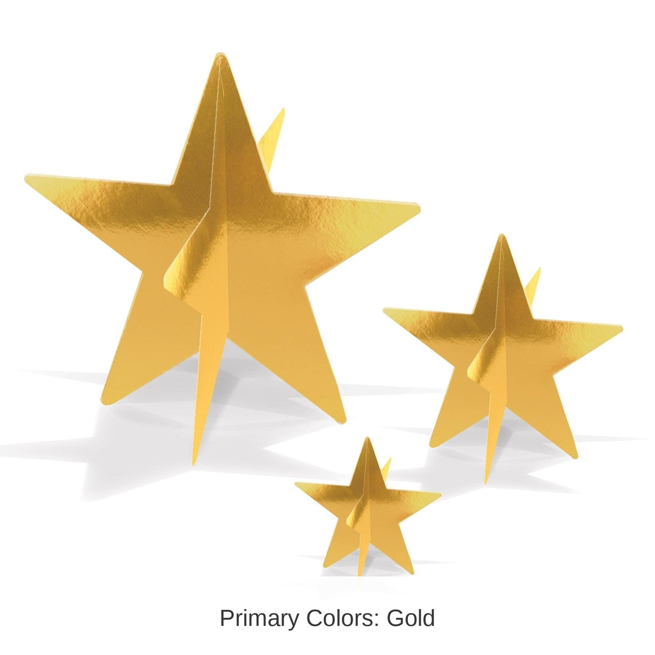 36 Pack Bulk 3-D Foil Star Party Centerpieces Gold