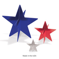 36 Pack Bulk Patriotic 3D Star Centerpieces Red, Silver & Blue