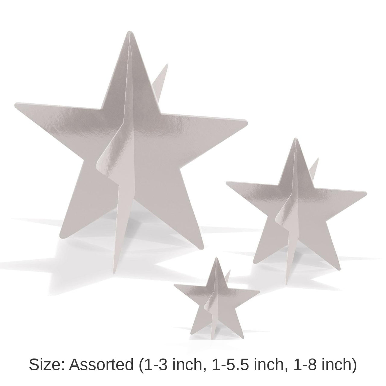 36 Pack Bulk 3-D Foil Star Party Centerpieces Silver