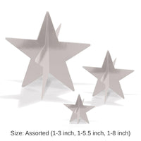 36 Pack Bulk 3-D Foil Star Party Centerpieces Silver