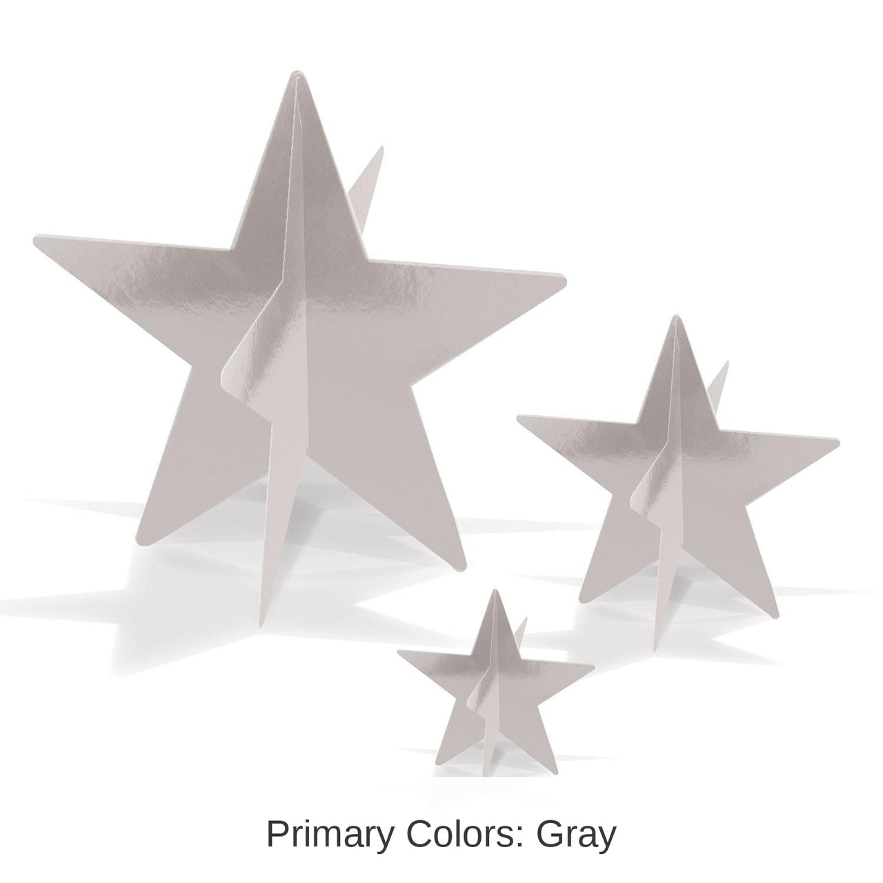 36 Pack Bulk 3-D Foil Star Party Centerpieces Silver