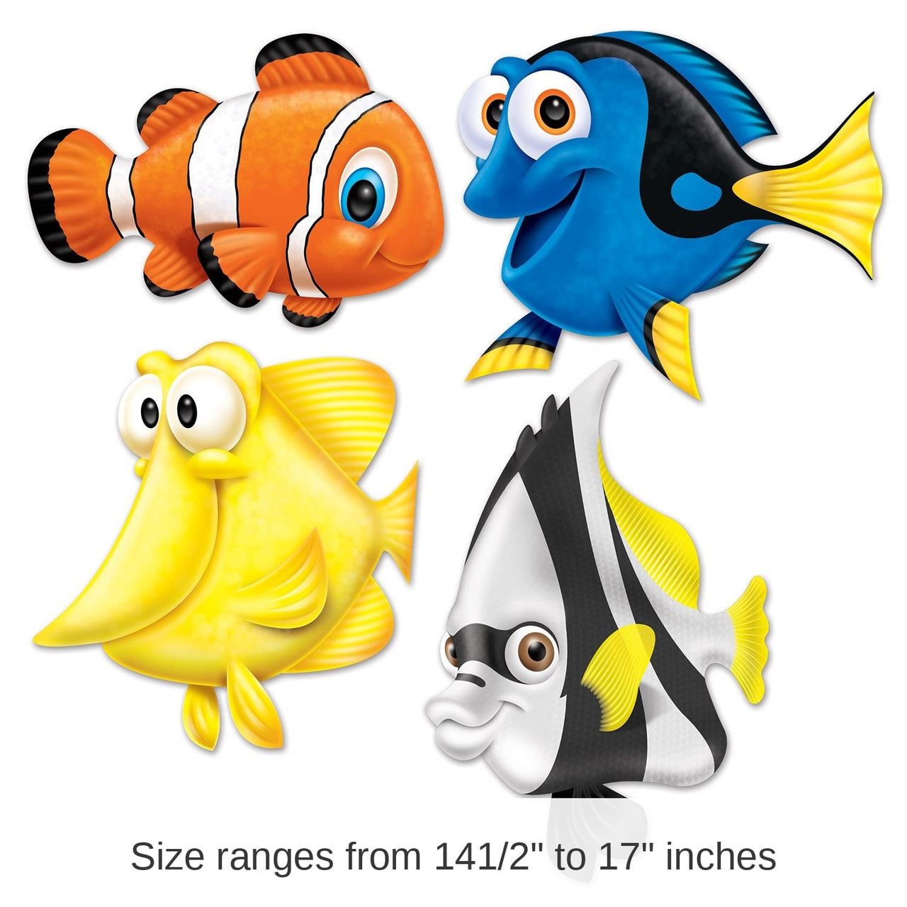 48 Pack Bulk 16.75 Inch- Under The Sea Fish Party Cutouts
