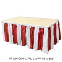 6 Pack Bulk Red/White Stripes Party Table Skirting