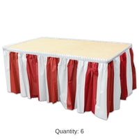 6 Pack Bulk Red/White Stripes Party Table Skirting