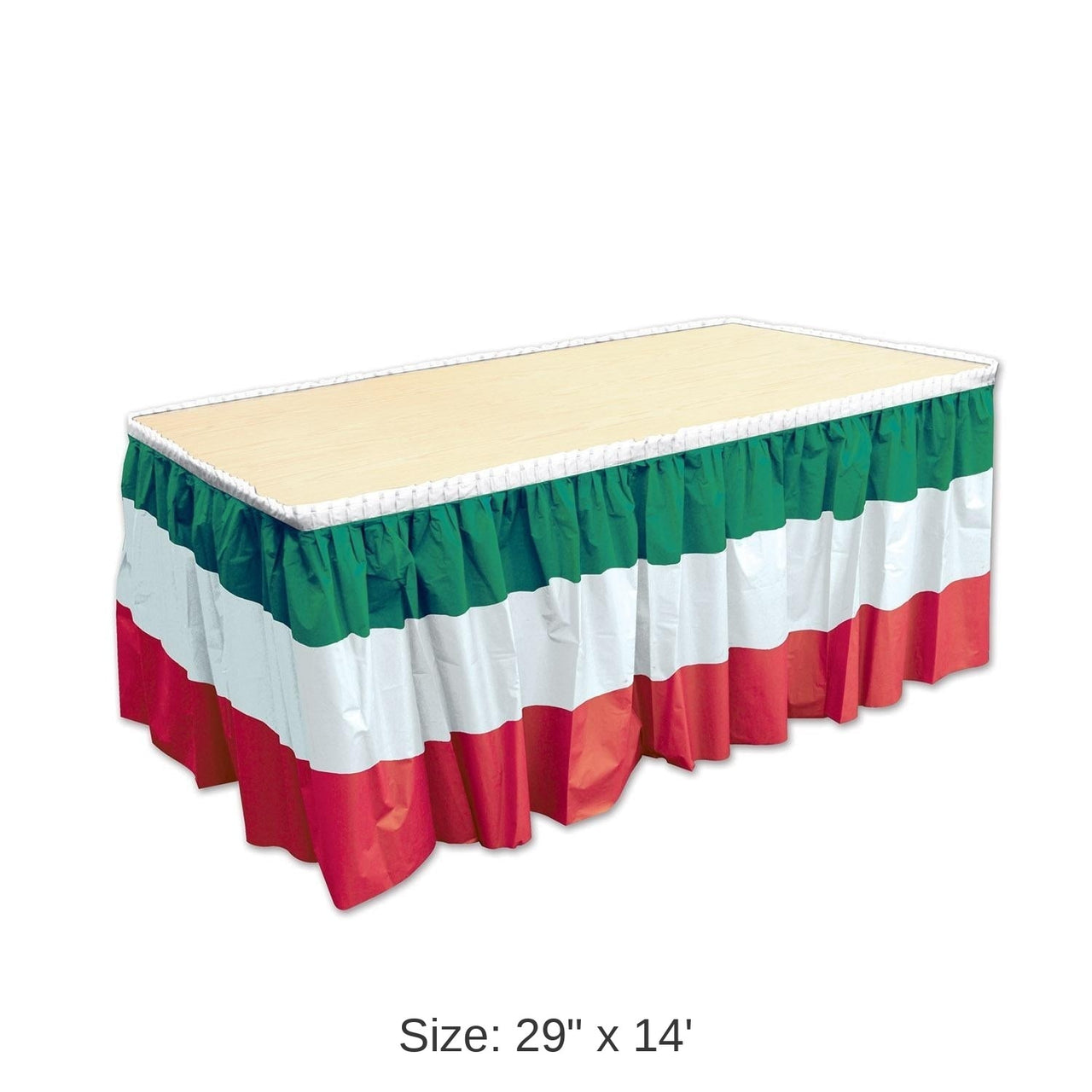 6 Pack Bulk Fiesta Red, White/Green Table Skirt
