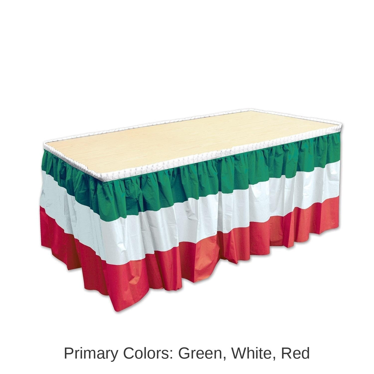 6 Pack Bulk Fiesta Red, White/Green Table Skirt